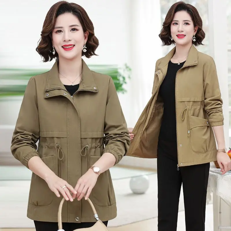 

Spring Autumn Windbreaker Jaet 2025 New Sle High End Mom Chic Anti Aging Slimming Large Size Thin Model Women's Coat