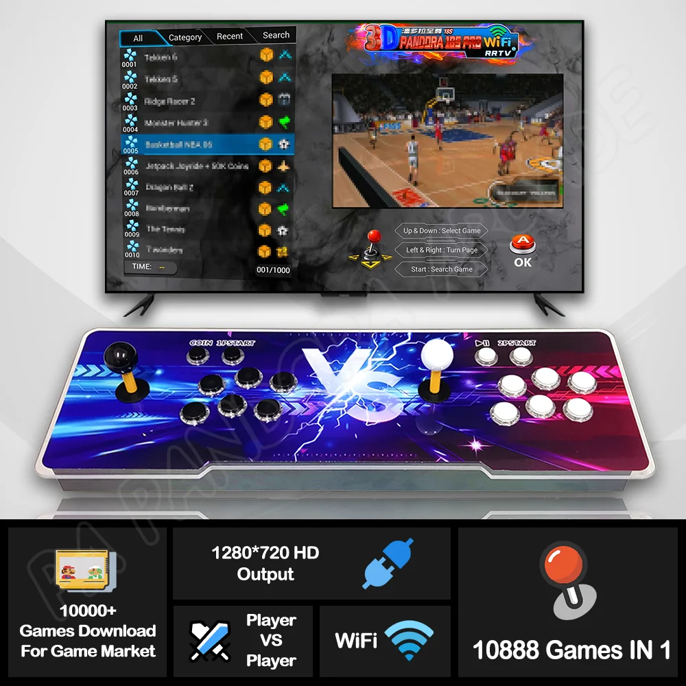 Pandora Saga EX2 10888-in-1 Retro Arcade Console 3D WiFi