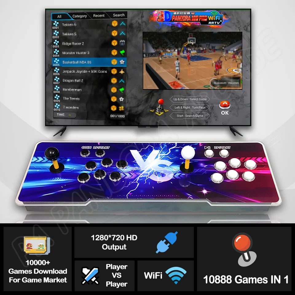 3D WiFi For Pandora Saga EX2 Box 10888 Retro Arcade Game Consol
