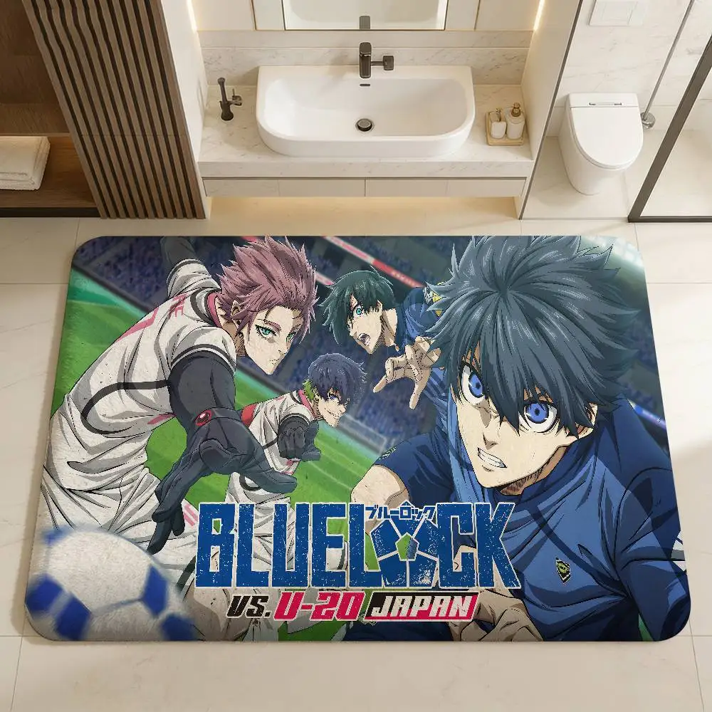 Football Anime B-Blue L-Lock Entrance Door Mat Nordic Style Bedroom Living Room Doormat Home Balcony Anti-Slip Modern Home Decor