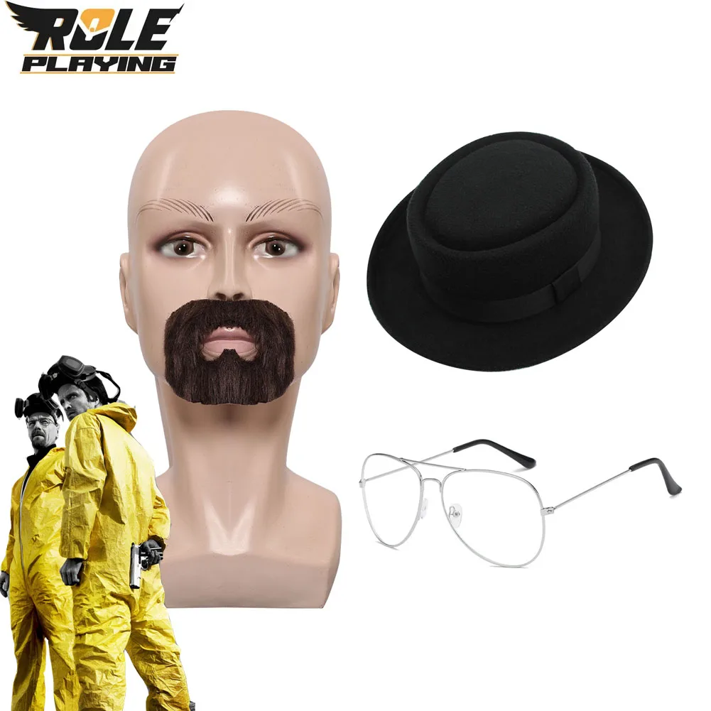 Walter Weißer Bart Hut Brille Film Breaking Bad Cosplay Fantasy Disfraz Kostüm Zubehör Männlich Halloween Karneval Prop Geschenke