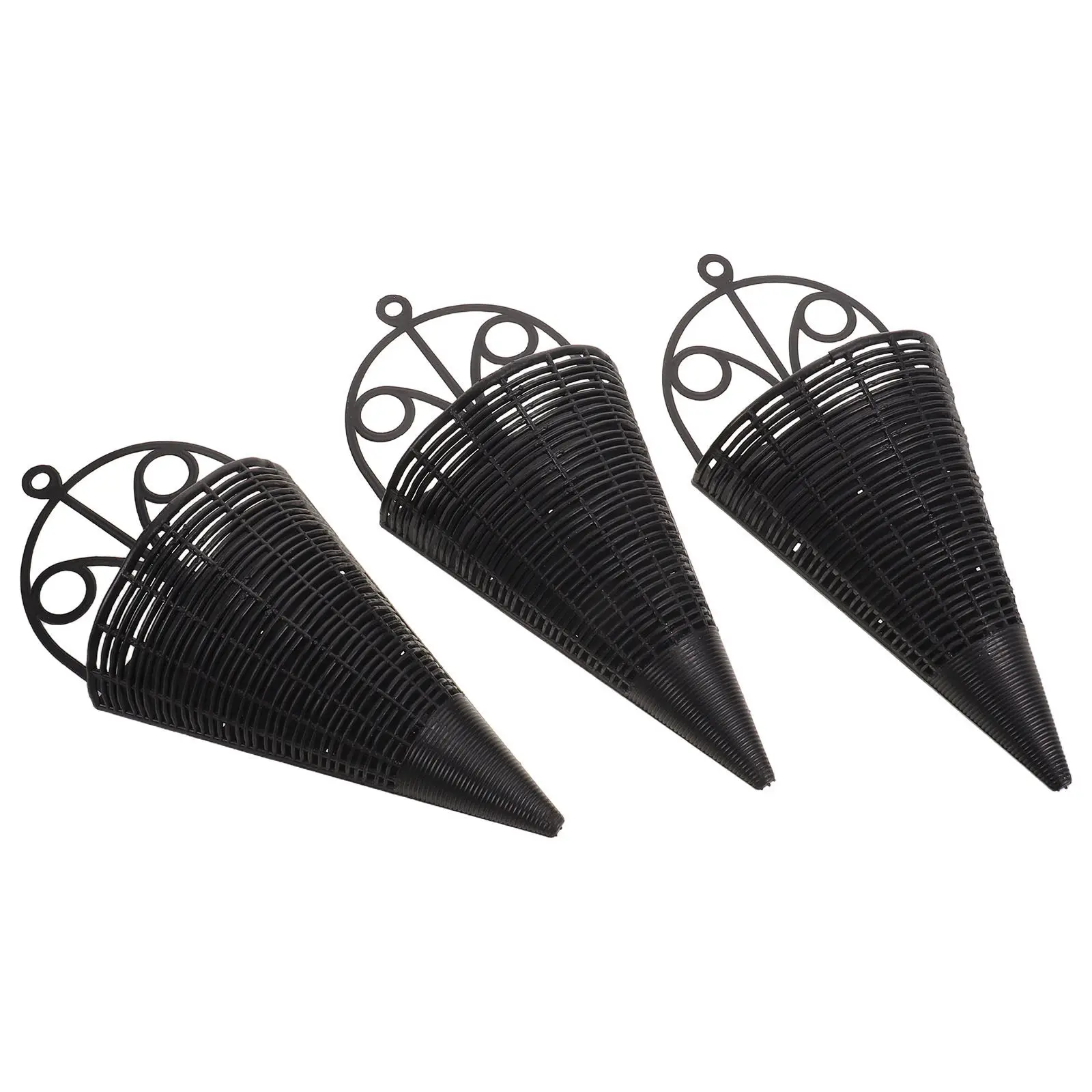 3Pcs Artistic Fan Design Wall Mounted Flower Baskets Imitation Wicker Hanging Planter Set for Artificial Orchids Faux Flowers