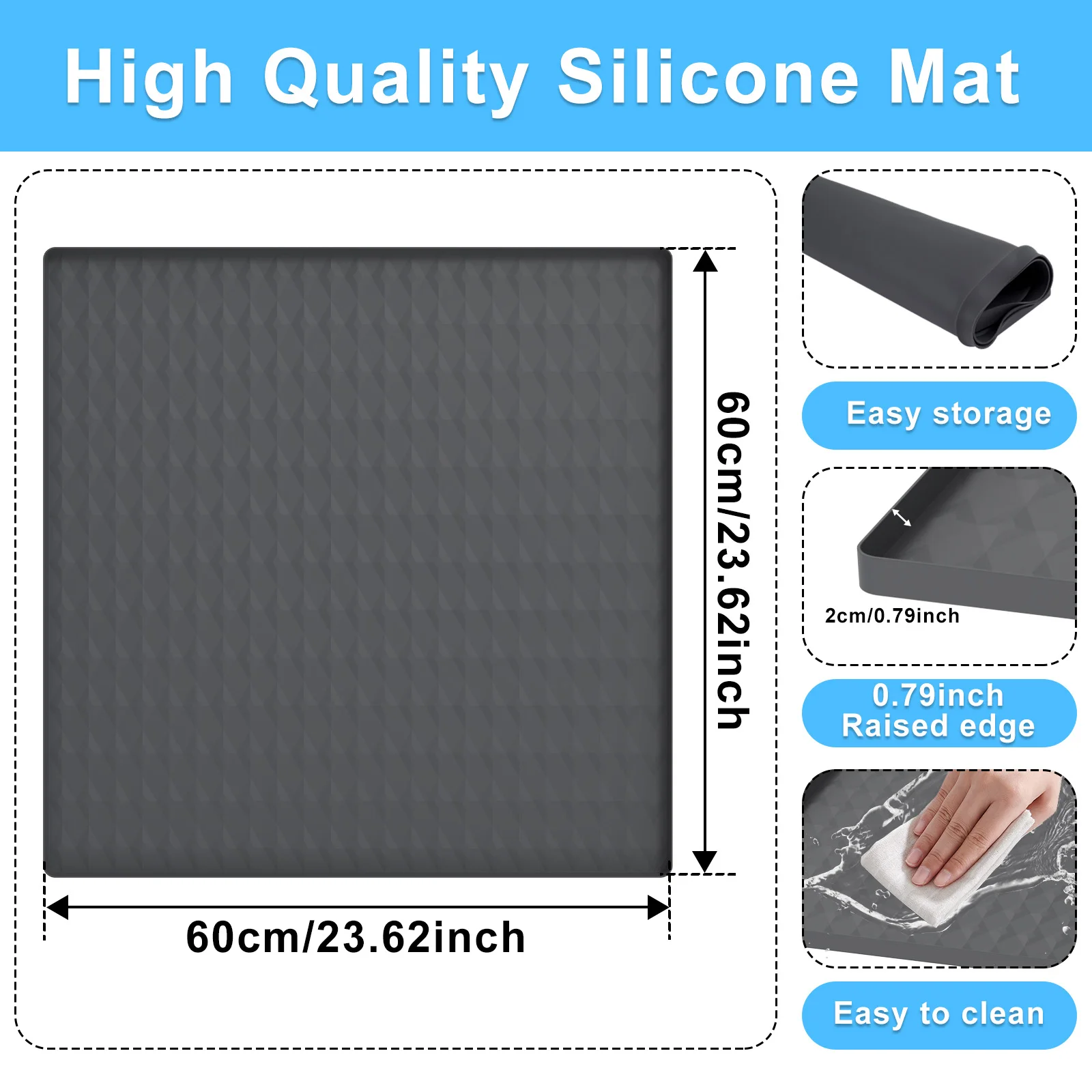 Fridge Silicone Mat Soft Under Refrigerator Floor Protector Waterproof Refrigerator Mat Washable Mildew Kitchen Anti-oil Pad