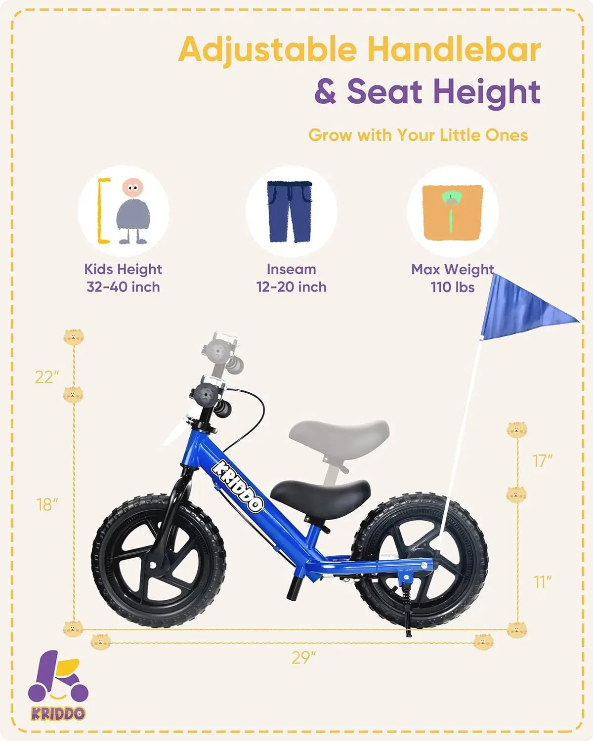 Bicicleta de equilibrio profesional para niños pequeños de 2 años con freno de mano y soporte, bicicleta de empuje de 12 pulgadas, bicicleta de regalo para niños y niñas de 2 a 5 años, azul