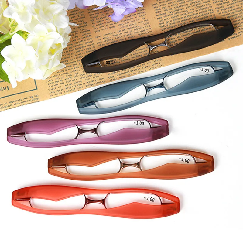 360 Degree Rotation Reading Glasses Ultraportability Mini Slim Folding Eyeglass Spectacles For Unisex Old Man Grandmother