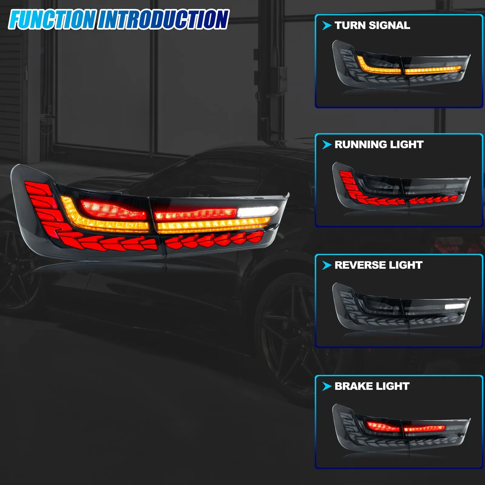 LED GTS Tail Lights for BMW 3-Series G20 G80 G28 M3 320 330 2019-2026 Sequential Turn Signal Black Rear Lamps Assembly