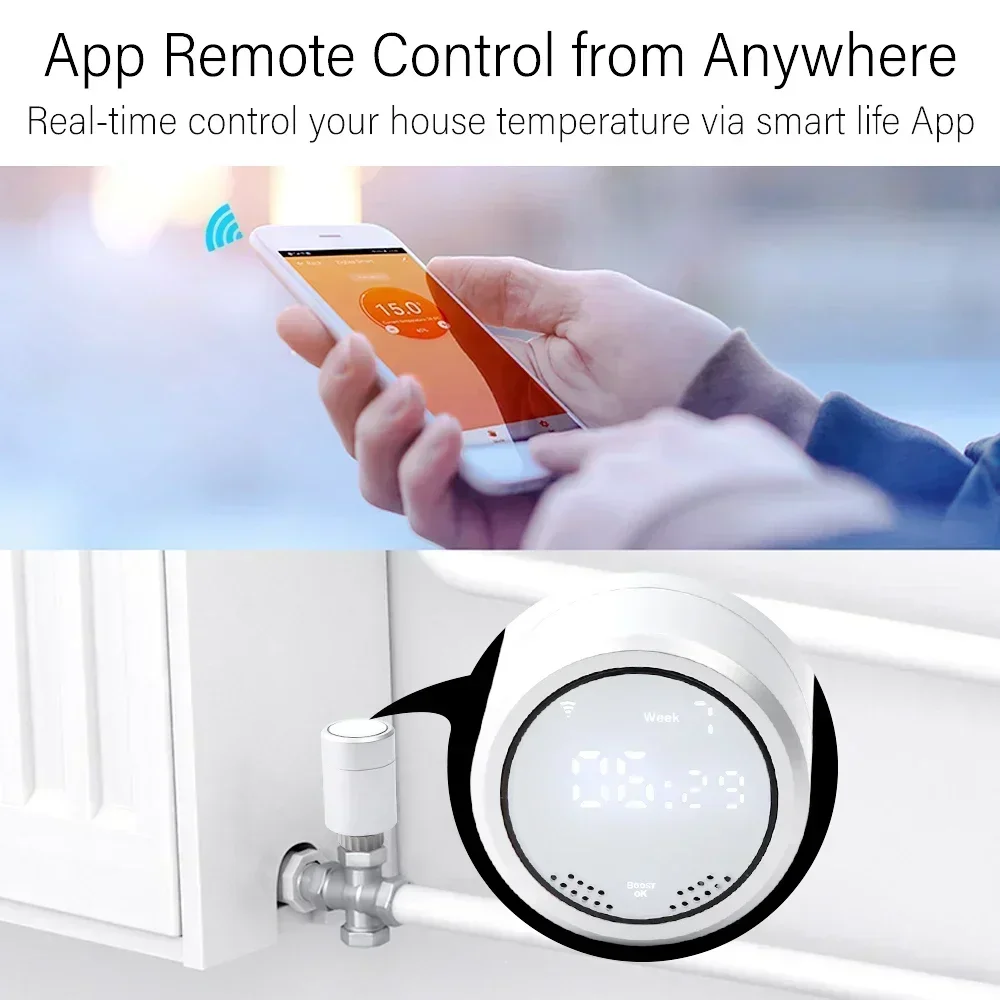 ZigBee3.0 Smart TRV Thermostatic Radiator Actuator Programmable Radiator Valve Thermostat Temperature Controller Tuya Alexa