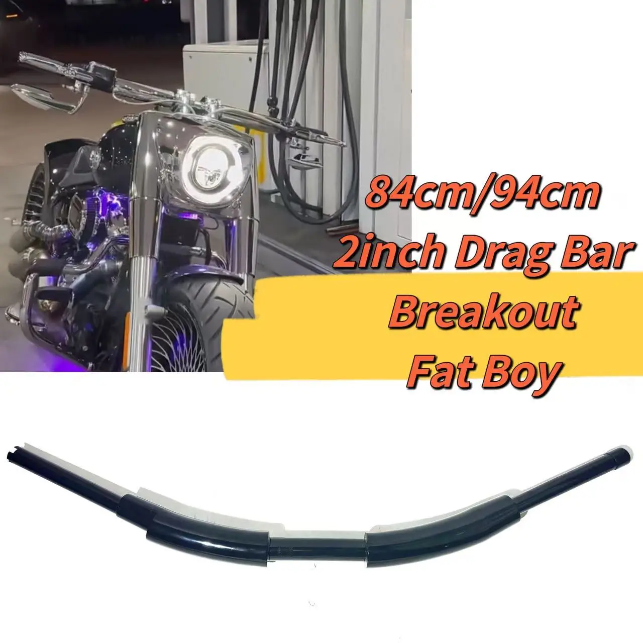 2 Inch Drag Bar For Harley Fat Boy Breakout 2008-2024 Motorcycle FLFBS FBS Handlebar Handlebars Handle Bars Chrome Accessories