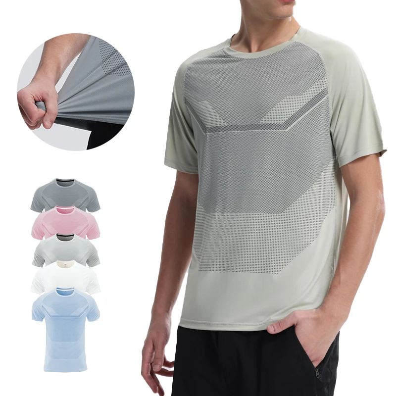 

(M-4XL)Quick Dry Digital Print Running T-shirt Men Fitness Tops Moisture-wicking Short Sleeve Sport Shirt for Gym,Hiking
