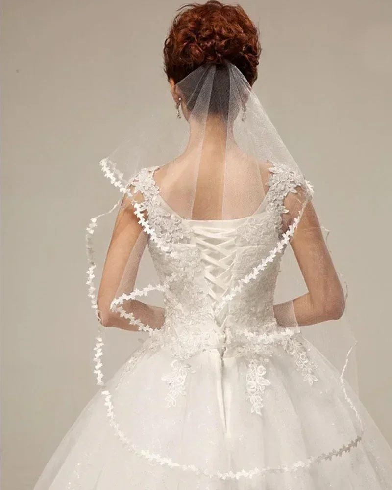 Bridal Veils for Wedding Flower Trimmed Veil Wedding Dress Veil Short Gorgeous Bride Goth
