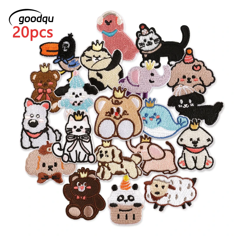 20Pcs Anime Tiere Katzen Bär Nette Eisen Auf Patches Für Kleidung Kinder Lot Gestickte Pack Diy Stoff Nähen Jacke mädchen Jungen Parche – Detail 1