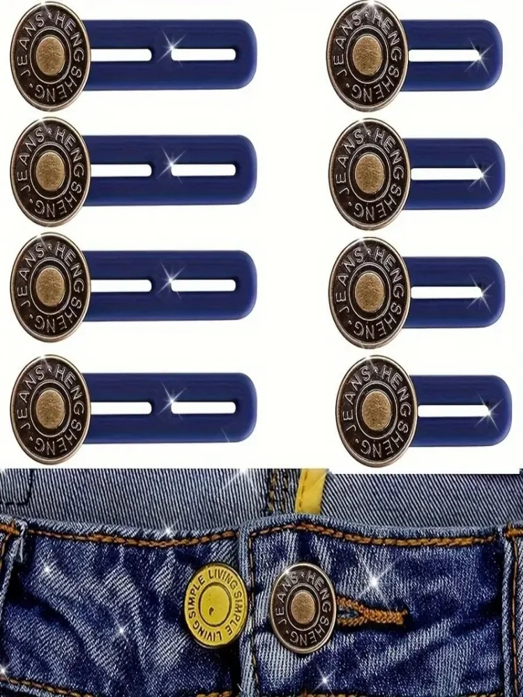 Paquet de 5 extensions de boucle de jean réglables, extenseur de taille vintage avec clips métalliques durables pour hommes et femmes