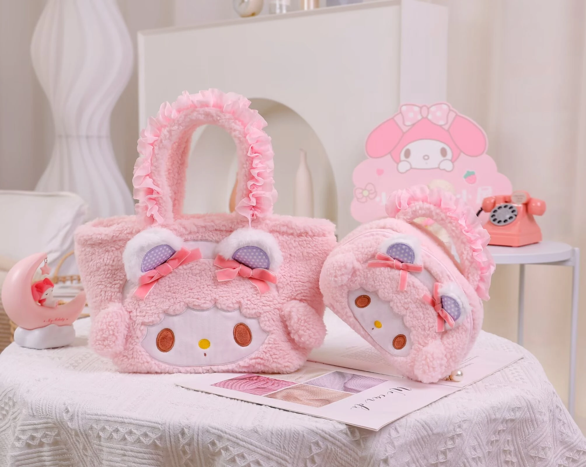 Sanrio meine Melodie Kosmetik Fall niedlichen Cartoon Anime Little twin stars Plüsch Handtasche Kawaii rosa Tasche Geschenke für Mädchen ﻿