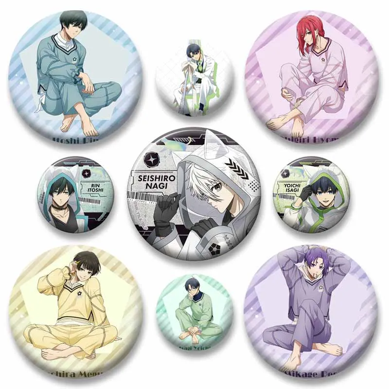 Cartoon Figure Yoichi Isagi Hyoma Chigiri Meguru Bachira Seishirou Rin Button Pins Handmade Round Brooch Itoshi Nagi Reo Badges