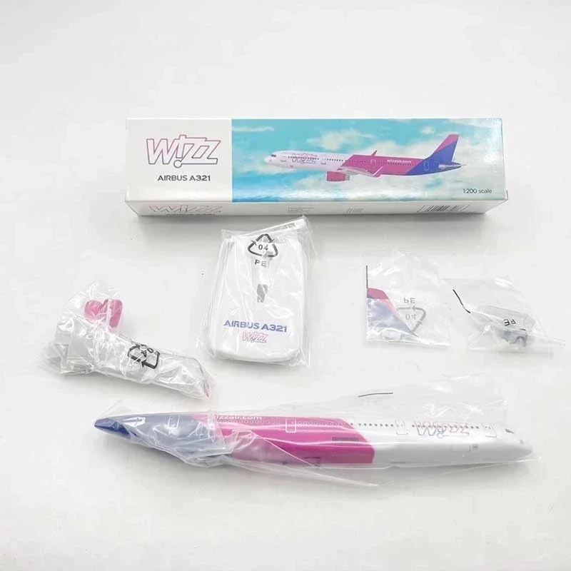 A321 Airplane Model Toys WIZZ AIR Aircraft Plane 22cm Assembly Resin Base Static Display Airliner Kids Souvenir for Collection