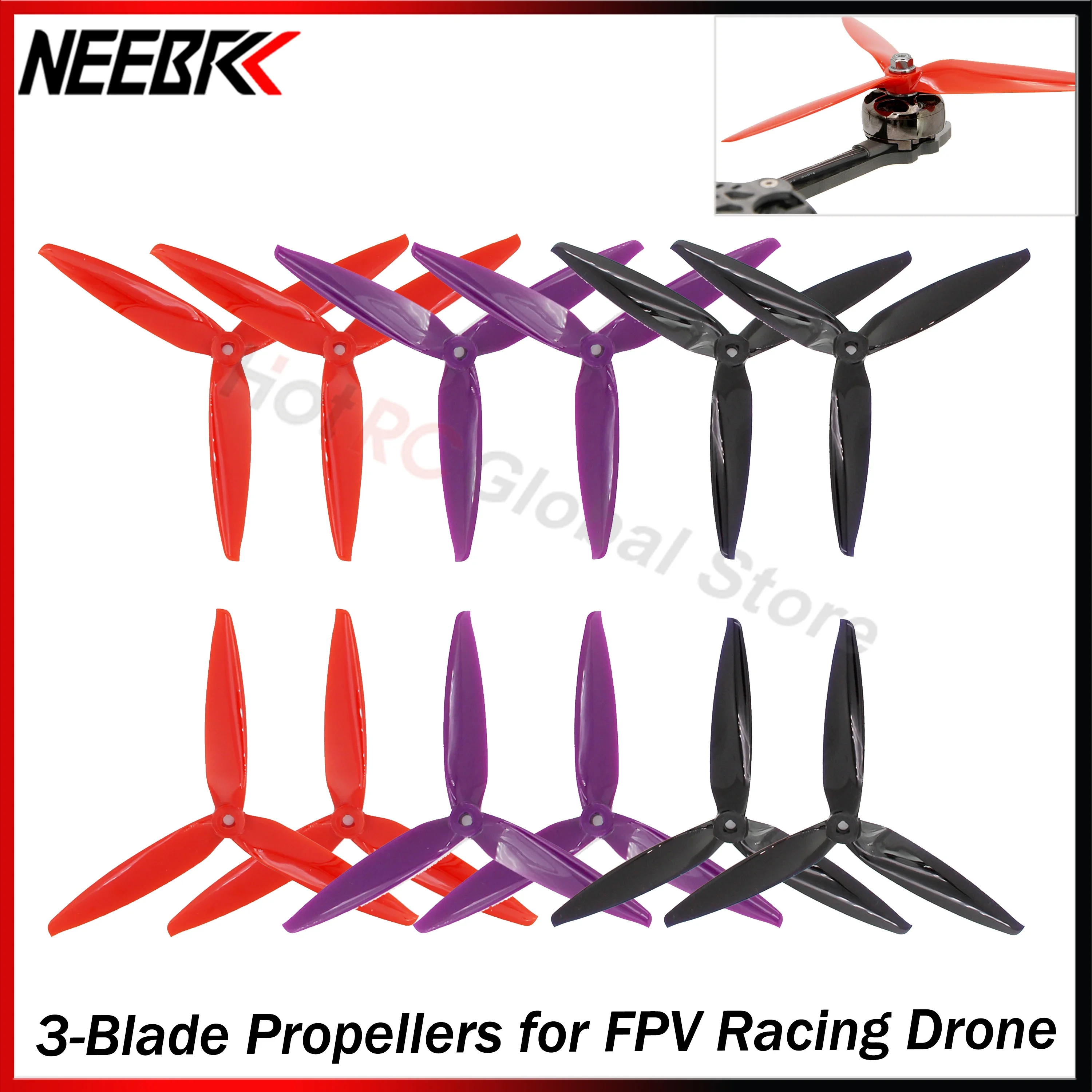 7040 2CW 2CCW 2 Pairs 3-Blade Propellers for 7/8/10inch FPV Racing Drone Multicopter Quadcopter Plane Freestyle Long Range DIY