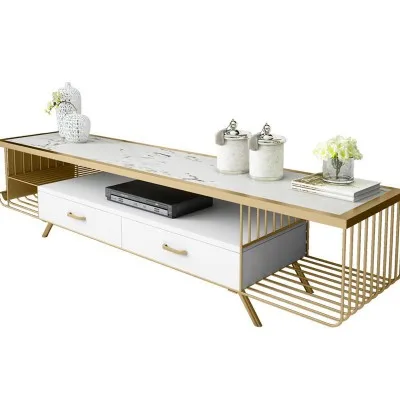 

Modern Marble Audio-visual Cabinet Home Living Room Floor TV Cabinet Iron Storage Cabinet