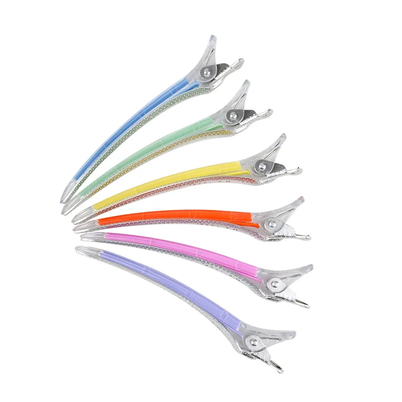 8pcs/set Crystal Hair Clips Plastic Hairdressing Duckbilled Clamps Claw Section Alligator Hairpin Barber for Salon Styling 1638