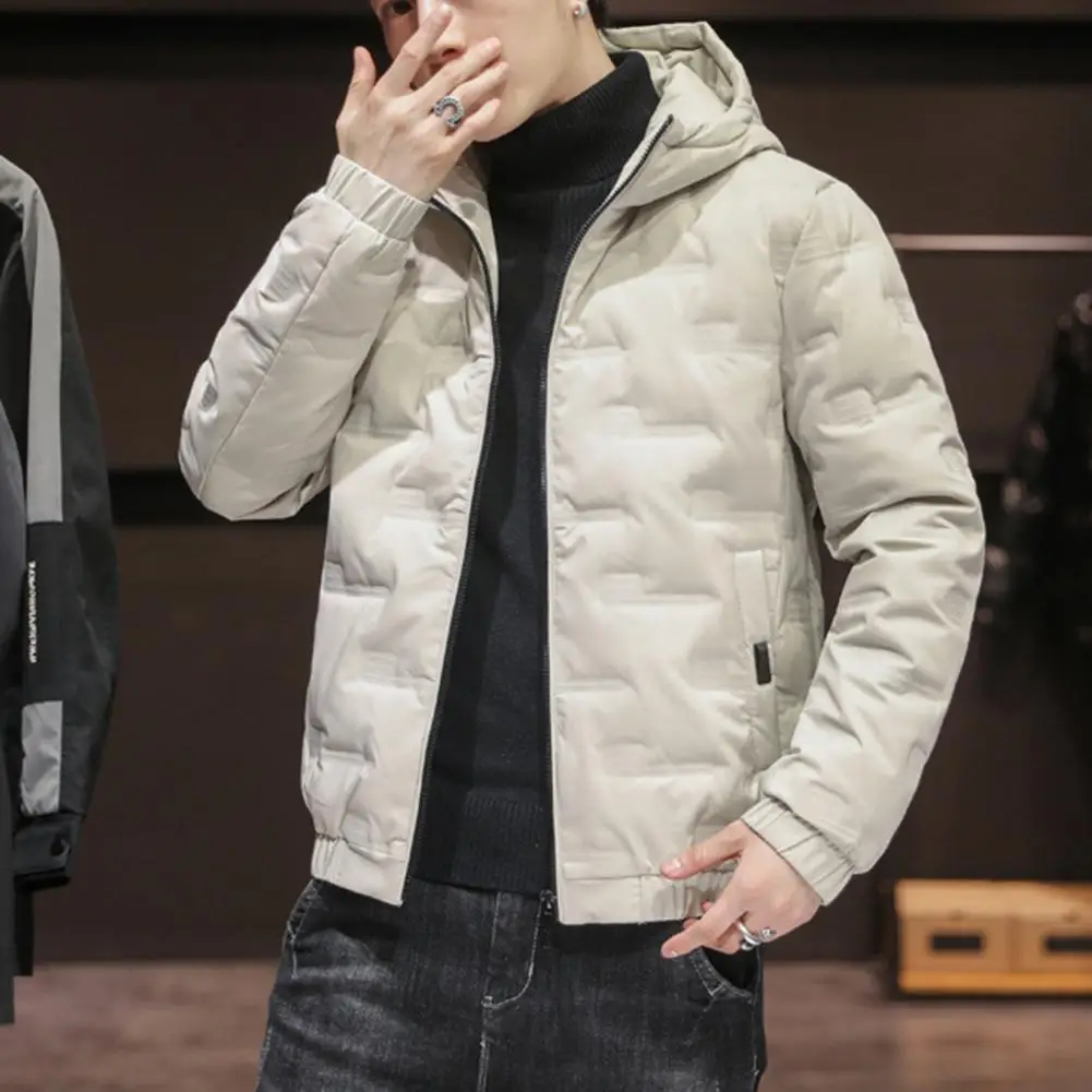 Men Outerwear  Stylish Elastic Cuff Zipper Bomber Jacket  Winter Male Jacket