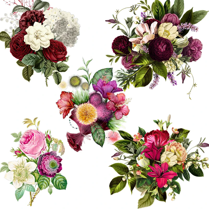 Three Ratels QCF88 Classical European palace style color bouquet indoor art wall sticker waterproof scratch concealer decal