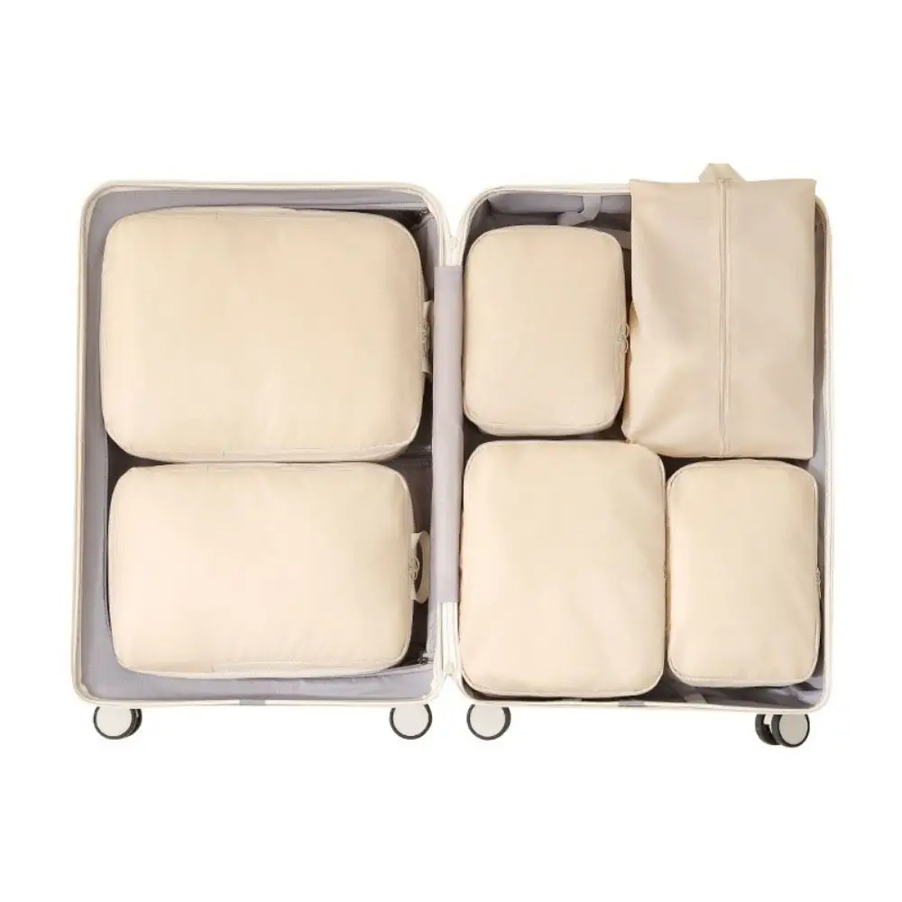 6Pcs/Set Large Capacity Luggage Compression Bag Washable Space-Saving Travel Organizer Bags Dampproof Portable Packing Cubes Set