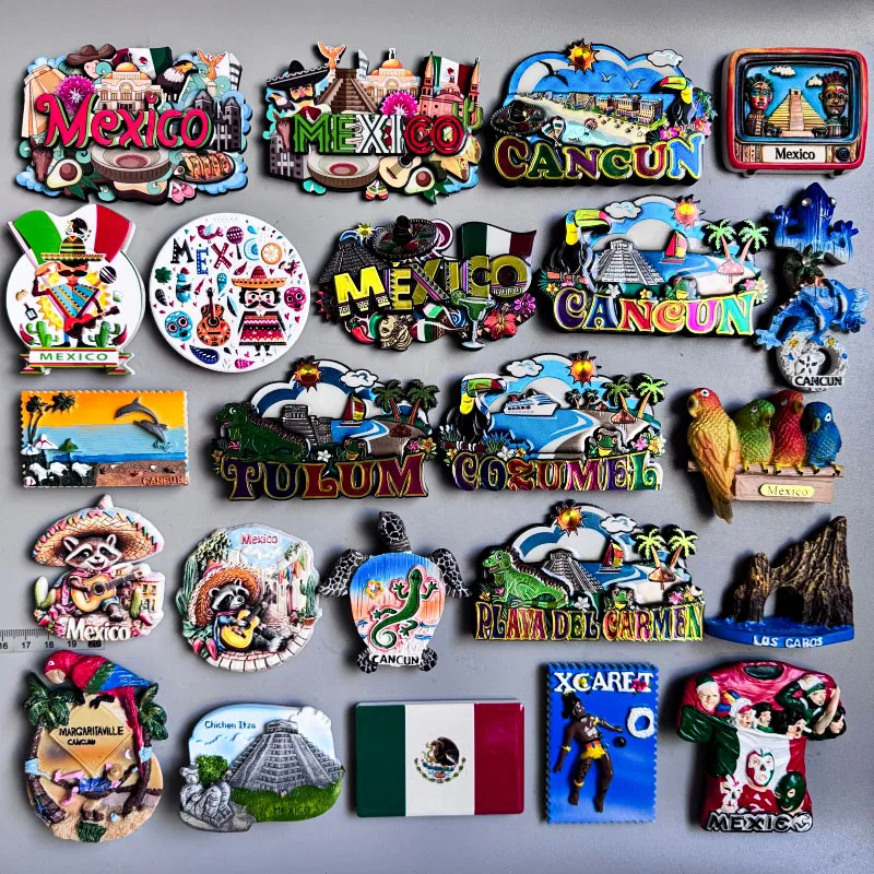 Ímã de geladeira México Cancun Lembranças turísticas Los cabos Margaritaville Chichen Itza Adesivos magnéticos para geladeira para casa