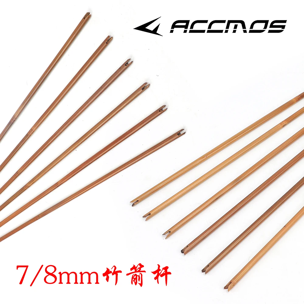 ACCMOS Bamboo Arrow Shafts for Archery Traditional Longbow, Outer Diameter 7mm,8mm,Arrow Parts,Training Pratice Hunting Shooting