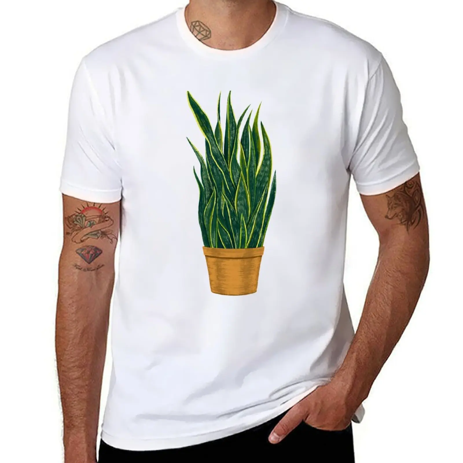 Snake Plant - Sansevieria Illustration T-Shirt t shirts for man cotton soft man t shirt luxury T-Shirt
