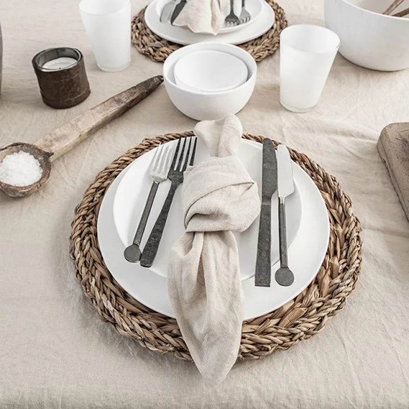 Linen Dinner Napkins - Rustic- Soft and Durable Cloth - Washable and Reusable- 4 Pcs - 20x20 inch