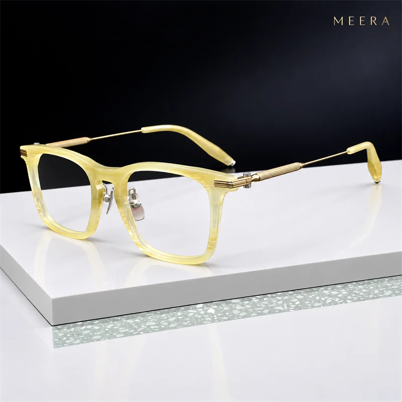 AKX-400 Men's Business Square Browline Eyeglasses Frames Anti-Blue Reading Glasses Myopia Hyperopia Customizable Prescription