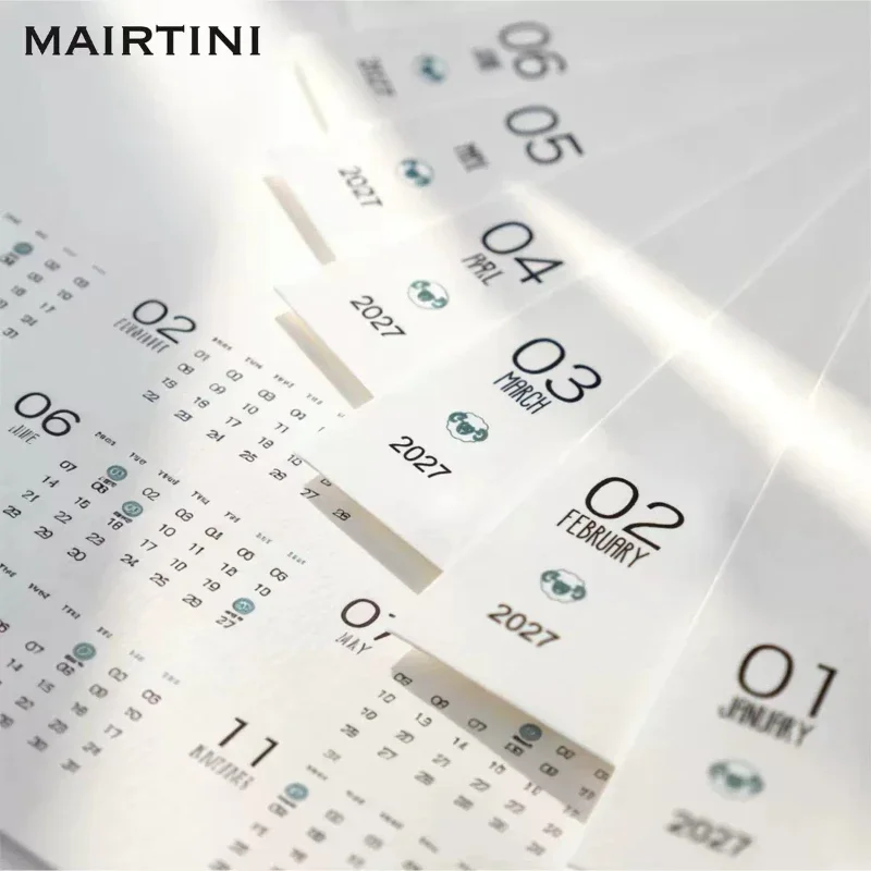 MAIRTINI 2027 Blank Watercolor Calendar 12 Sheets Cold Pressed 100% Cotton Pulp Watercolor Pape Watercolor Painting Art Supply