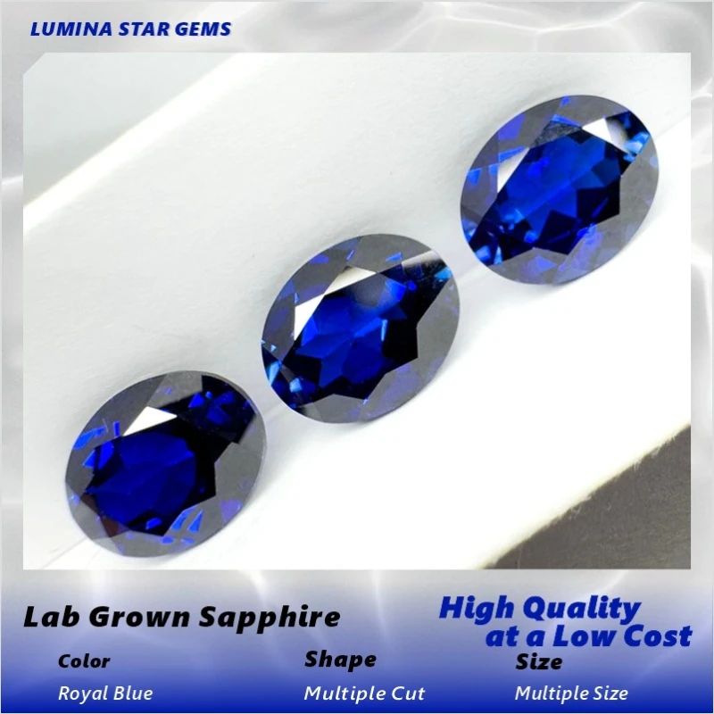 Lab Grown Sapphire Royal Blue Color Multiple Cuts Available Gems For Jewelry Setting&Custom Design Selectable Certificate