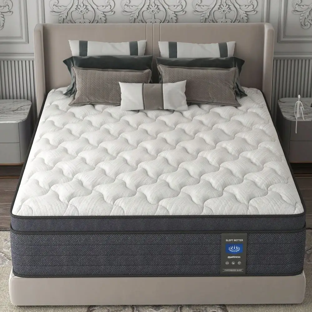 

12 Inch Upgrade Twin Full Queen King Breathable Hybrid Spring Mattress In A Box Medium Firm Relieve Pressure Relief Spine Soothi