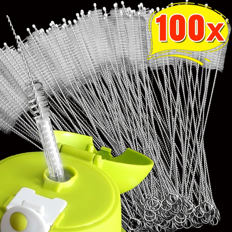 100/5PCS Drinking Straw Cleaning Brush Kits Stainless Steel Drinking Straws Tube Pipe Washing Brushes For Glasses Bottle Cleaner