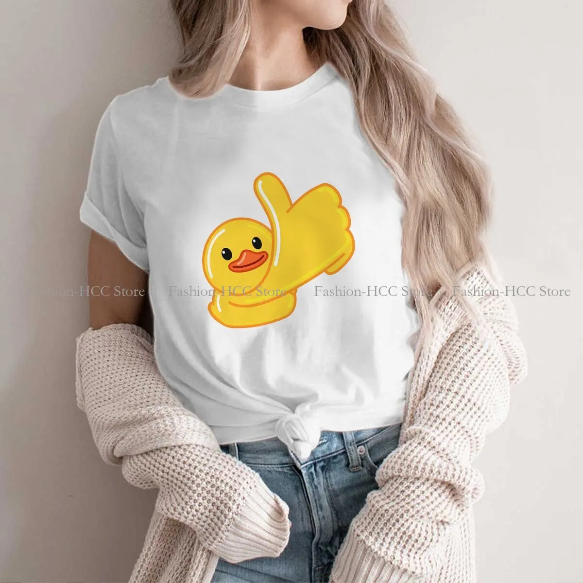 Great O Neck TShirt Duck Emotion Classic Polyester T Shirt Woman's Clothes Fashion