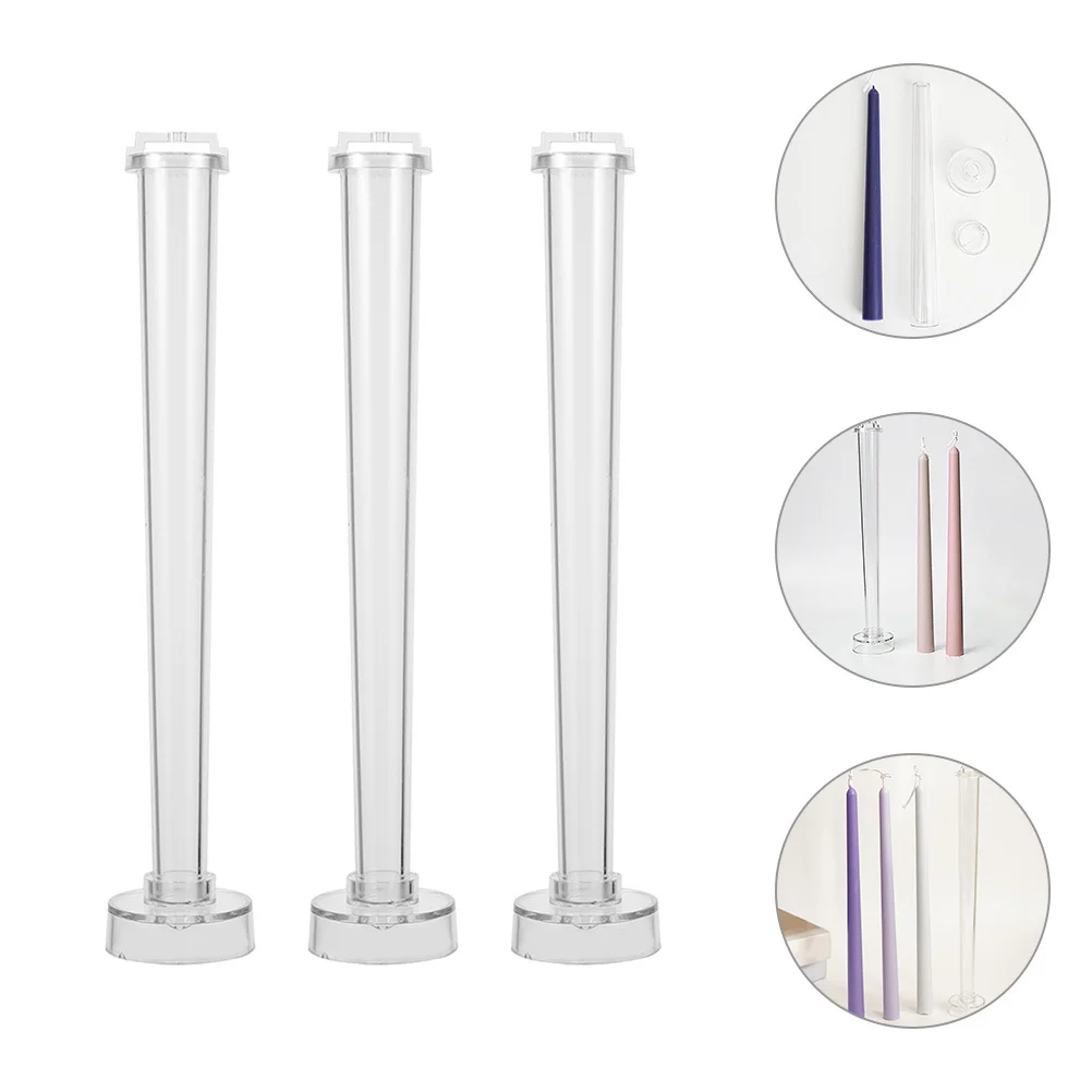 

3Pcs Molds Plastic Taper DIY Mold Easy Clean One-Piece Molding Craft Fun Decoration Taper Mold Wax Molds