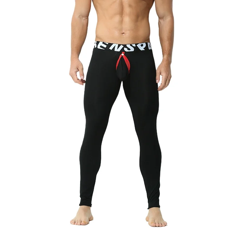 Men's Leggings Open Button Up Pouch Thermal Underwear Thin Tight Young Long Lohns Autumn And Winter Thermal Bottoms Pants