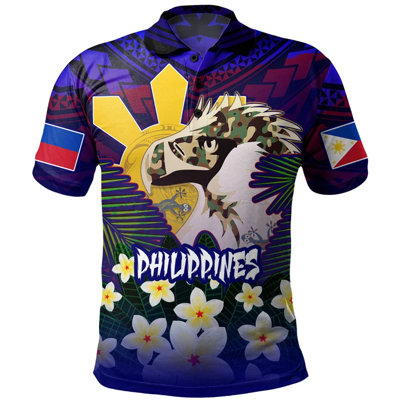 Fashion 3D Philippines National Flag Printing Shirts Proud To Be Pinoy National Hero Day Graphic Polo T Shirt For Men Polo Shirt