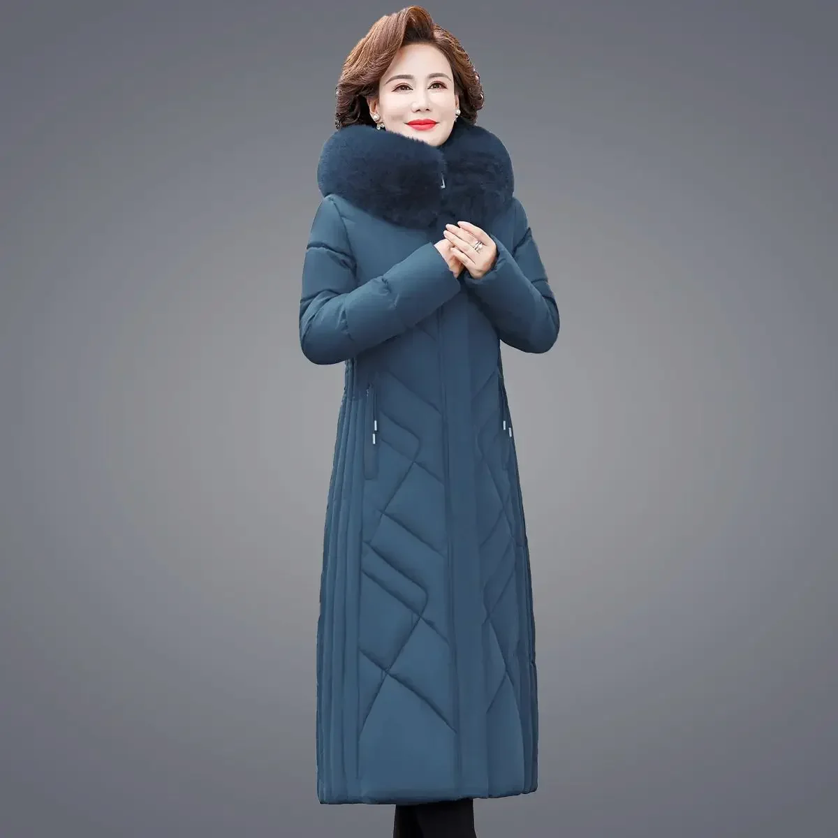 New Parka Winter Women Middle-aged Down Cotton-padded Jacket Loose Snow Outwear Long Coats Mother XL-6XL Clothing