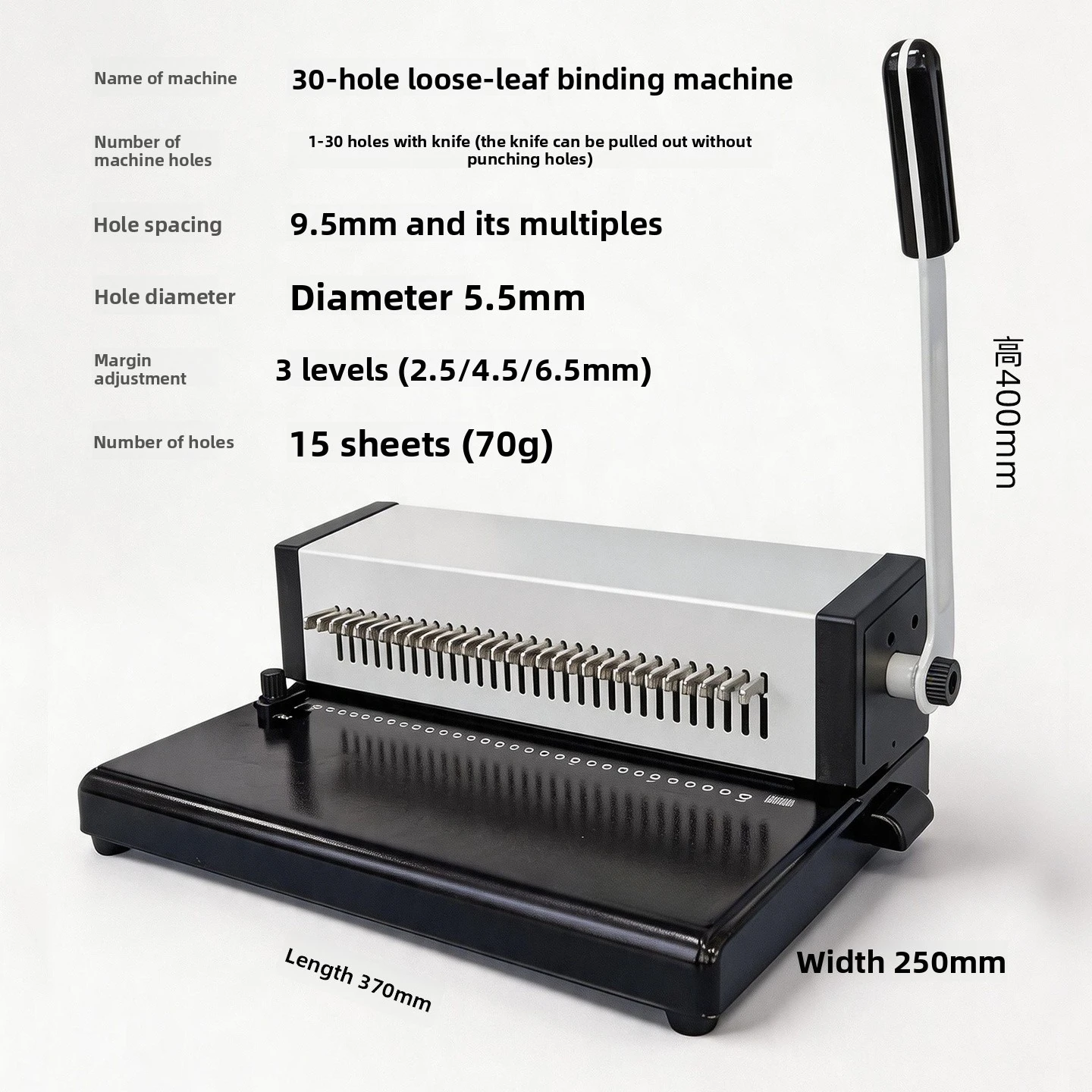 Manual Comb Binder 3018 30 Hole A4 Paper Punch for Office Report Booklet
