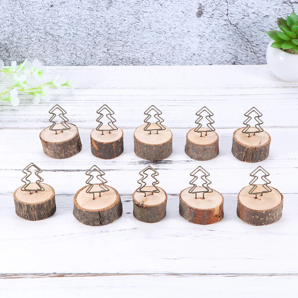

12Pcs Tree Stump Clip Memo Holder Retro Photo Clip Stand DIY Office Name Card Holder Party Table Number Display