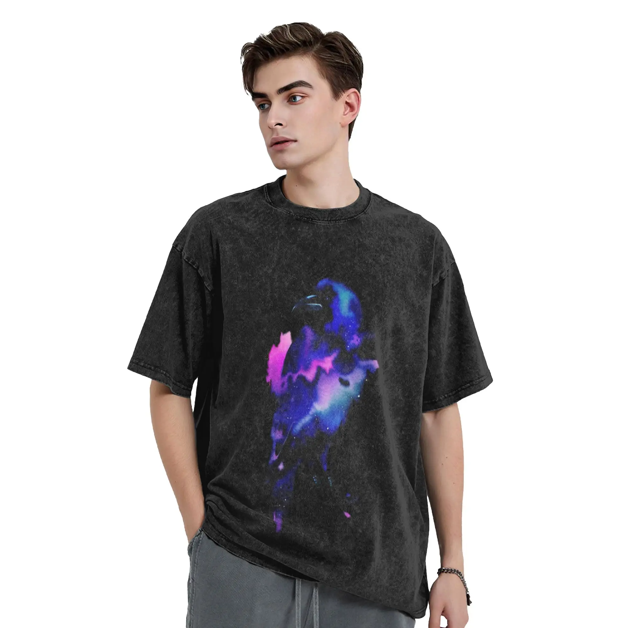 Watercolor Raven  Classic Chic A Vintage Oversized Cotton Unisex T-Shirts