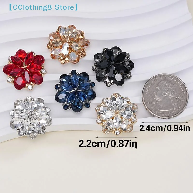 

1Pcs Crystal Flower Decorative Buttons Metal Alloy Sew On DIY For Wool Coat Fur Coat Jacket Craft In Stock Accessory【AliS8】