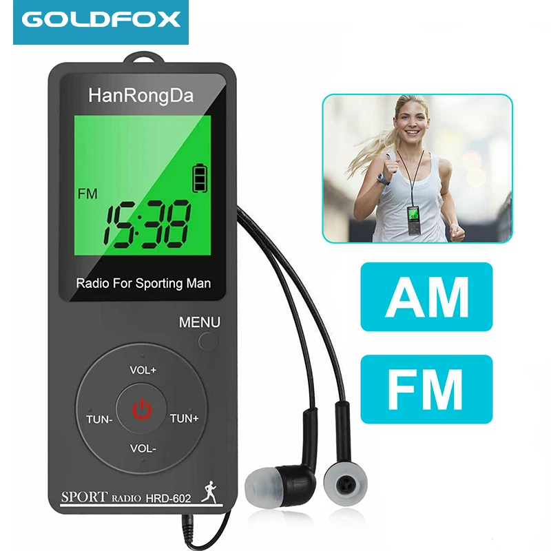 Pocket Radio AM FM Mini Radio Display a LED con pedometro cuffie sintonizzazione digitale Radio sportiva portatile per correre a piedi