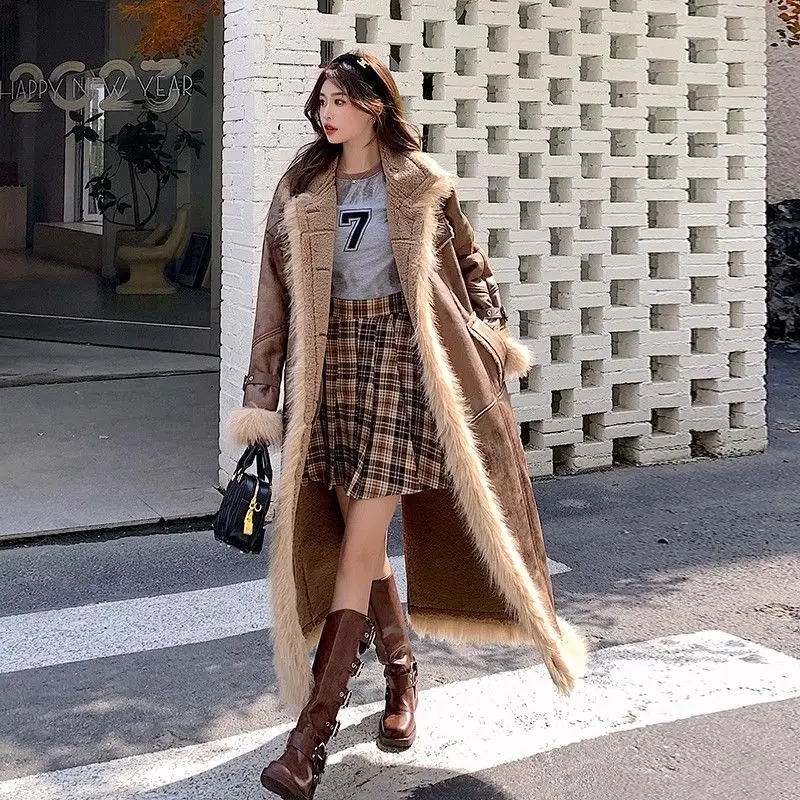 Winter Thickened Long Fur Integrated Fur Coat Women'S New Parkao Women'S Fur Lamb Woman Coat