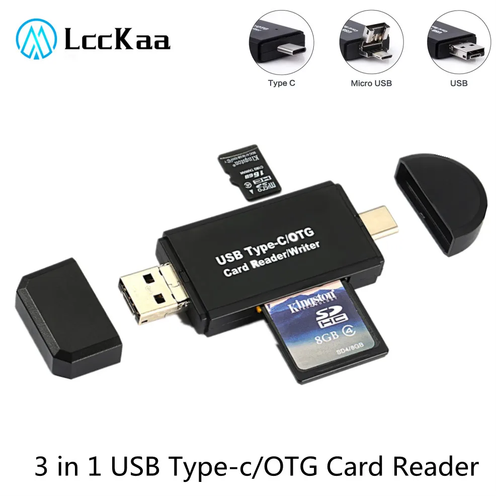 3 In 1 USB 2.0 Pembaca Kartu SD USB C Pembaca Kartu TF/Mirco SD Pembaca Kartu Memori Pintar Tipe C OTG Flash Drive Adaptor Cardreader