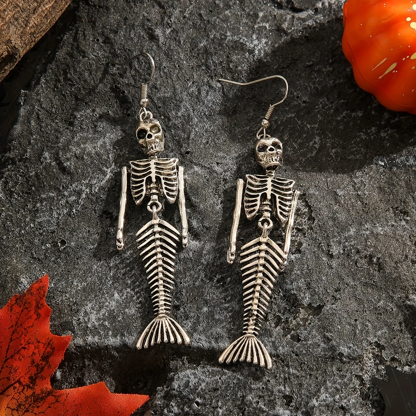 New Halloween ornament mermaid skeleton earrings with dark theme exquisite gift