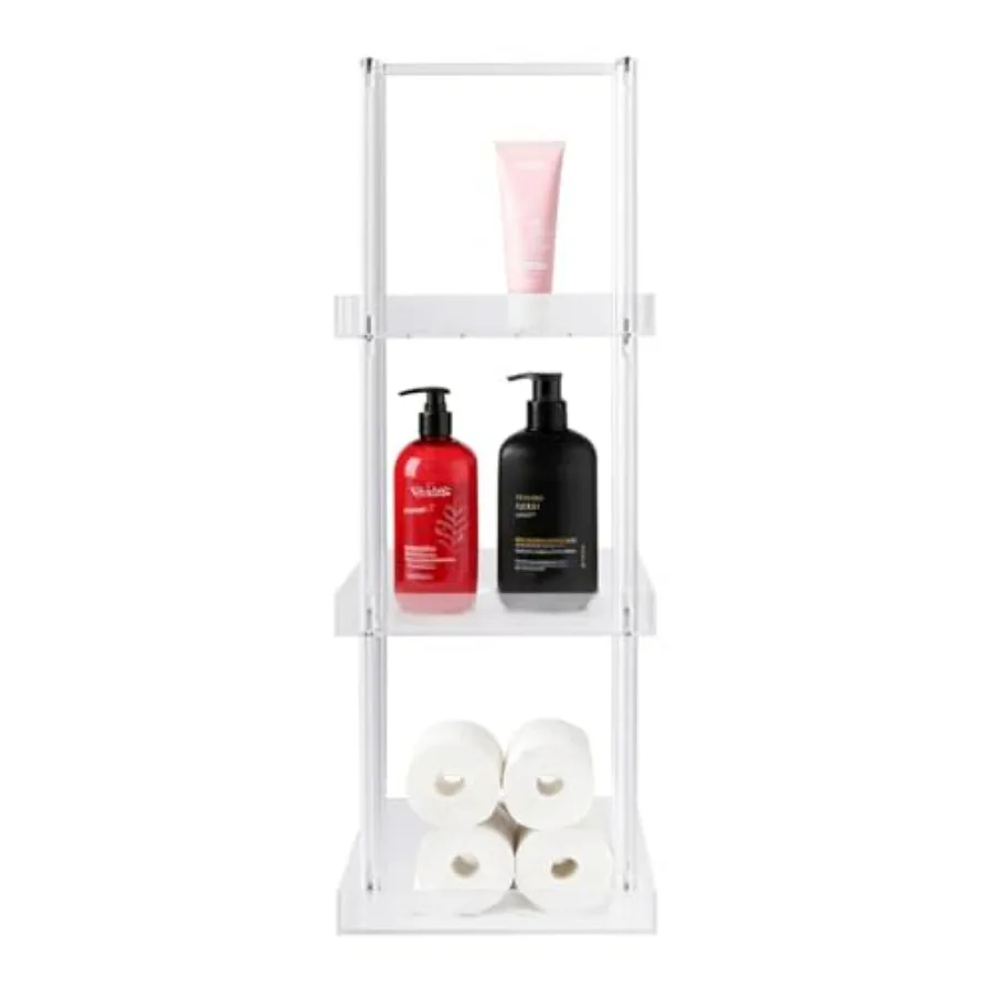 

3 Tier Acrylic Standing Shower Shelf Shower Organizer Stand Free Standing Corner Storage Caddy for Inside Bathroom Bathtub
