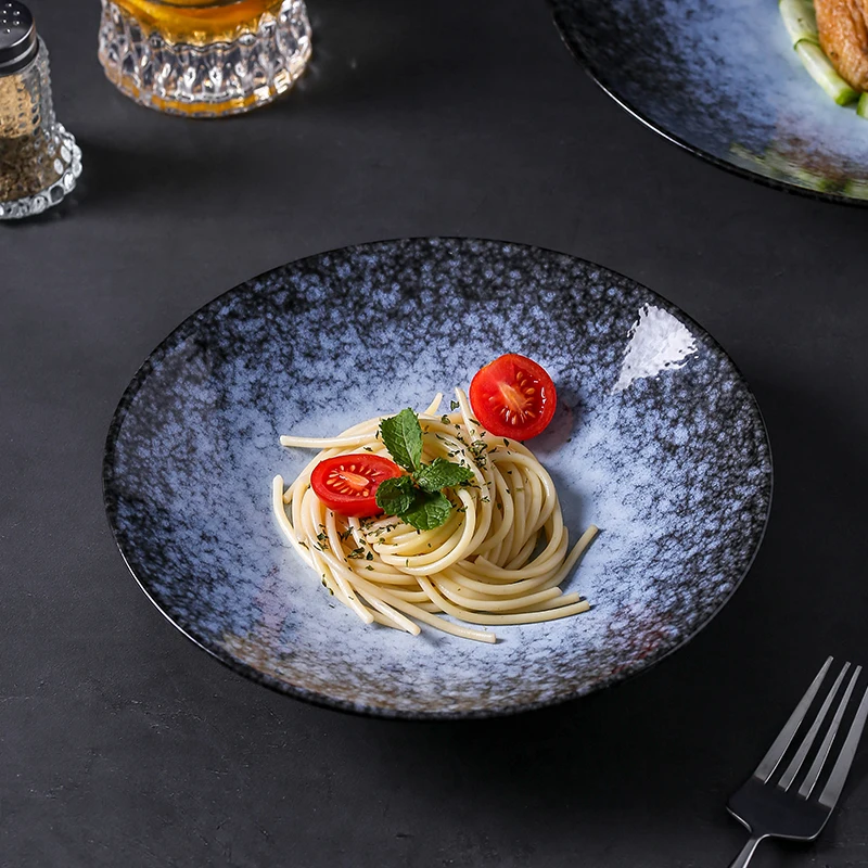 Kiln Color-changing Western Food Dish Ceramic Salad Dish Soup Bowl Dessert Snack Bowl Sashimi Dish Artistic Conception Tableware