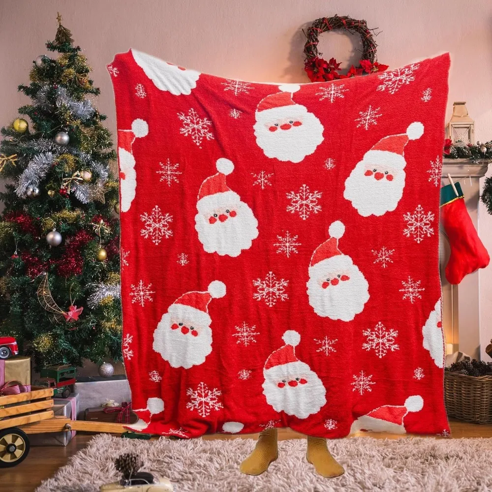 

Red Santa Claus Throw Blanket, Christmas Gift Soft Warm Cozy Holiday Fleece Blanket Gift for Kids Adults Blankets Decor Bedding